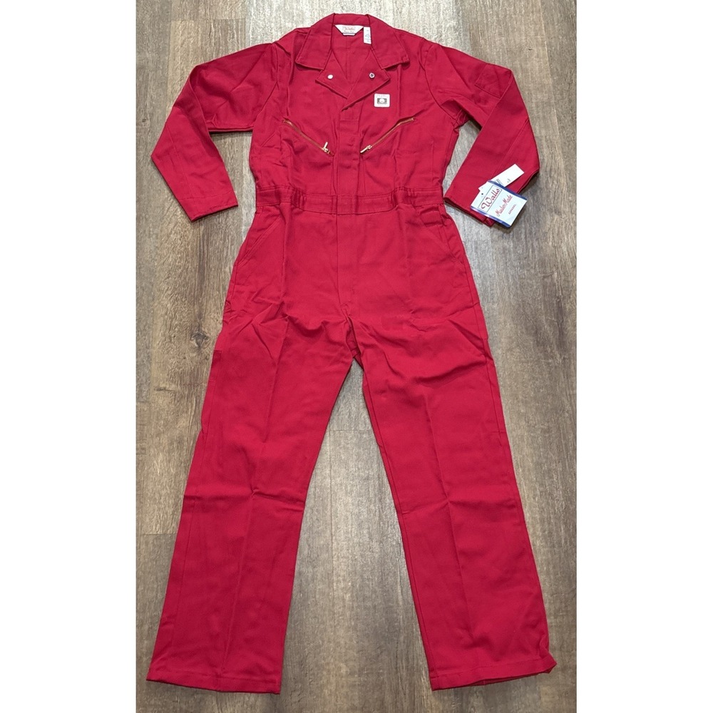 Walls Coveralls 38 Short Master Made Red Work Wear Long Sleeve Made In USA VTG